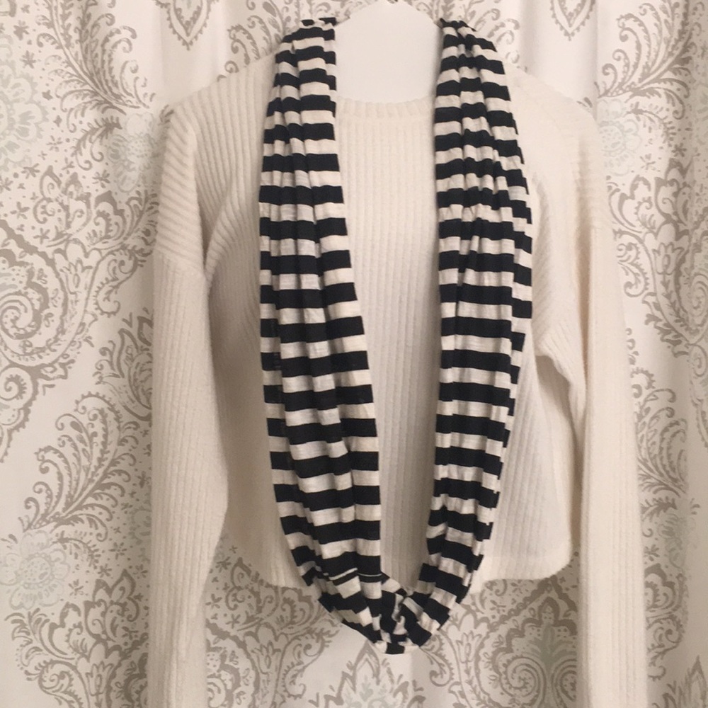 Black and White Striped Infinity Scarf